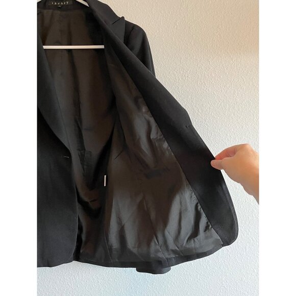 Theory Wool Etiennette Blazer Jacket One Button Black Size 4‎ - Picture 8 of 12